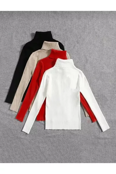 Turtleneck Sweater 4-Piece Ready Pack Seasonal Essential Cotton Ribbed Slim Fit