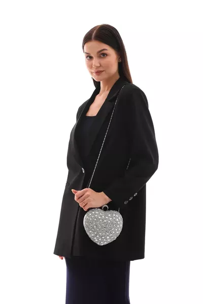 Borsa da sera da donna con cristalli a forma di cuore, regalo per occasioni speciali