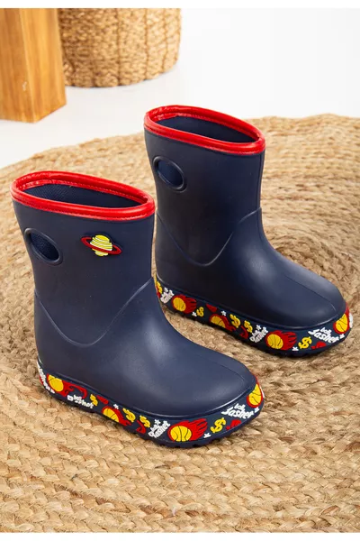 Volledig wollen kinderregenlaars met kleurrijke wikkel, waterdicht