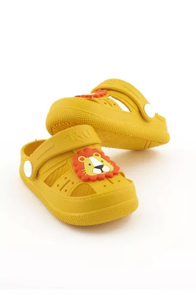 Sandales pour enfants à semelles antidérapantes et motif animal - Jaune