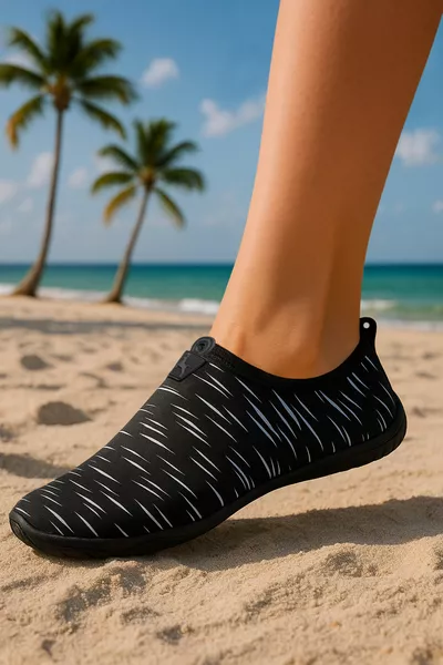 Hayal Black and White Multi-Purpose Beach and Water Shoes