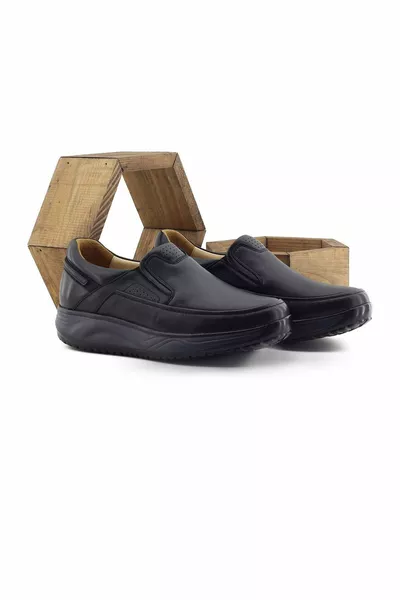 حذاء رجالي يومي للمشي من الجلد الطبيعي -  أسود