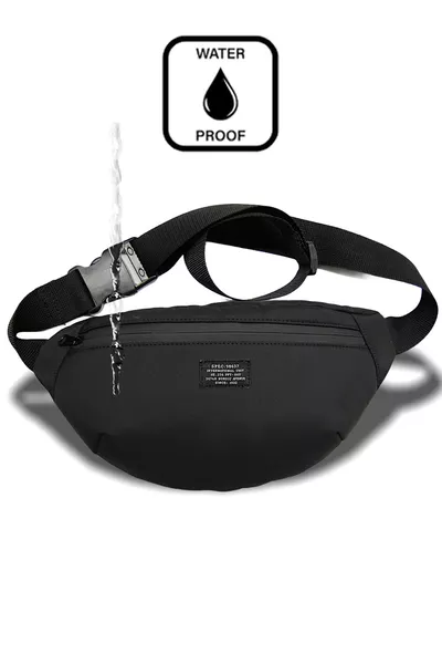 Black Waterproof Fabric Waist and Shoulder Bag