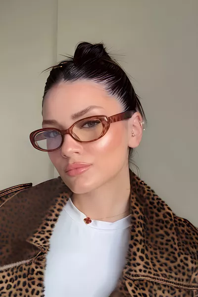 نظارات بقصة عين القطة كلاسيكية عتيقة بنقشة الفهد وفلتر ضوء أزرق