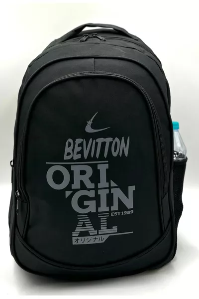 Unisex Okul Çantası Ortopedeli Siyah Okul Sırt Çantası Sport