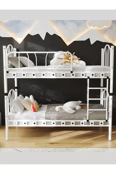 أرجيمو بيلا غرفة نوم أطفال معدنية بسرير بطابقين وسرير مفرد x أبيض