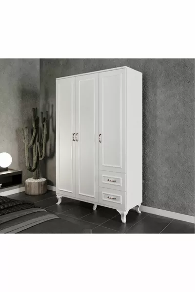 Kartopu 3-Door 2-Drawer Country Wardrobe - Made Entirely of Premium MDF