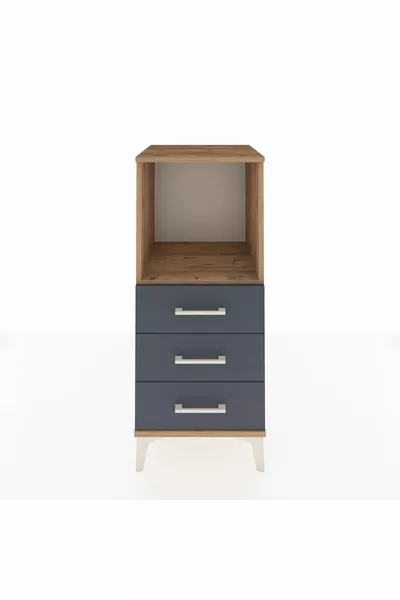 خزانة هايبريون الجانبية رف واحد 3 أدراج صنوبر-أنثراسيت