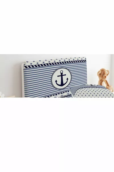 Bed Base Headboard Cover with Polka Dot and Striped Anchor Pattern