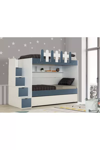 EVİMŞAH IRMAK * 3-LEVEL BUNK BED WITH WHITE / LIGHT GRAY