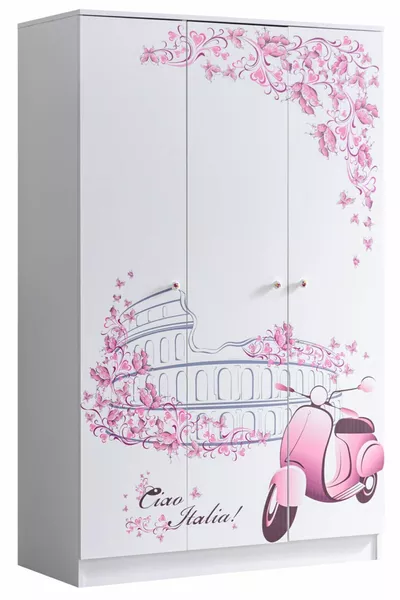 Кровать-чердак, кровать Пиза с письменным столом и шкафом с тремя дверцами