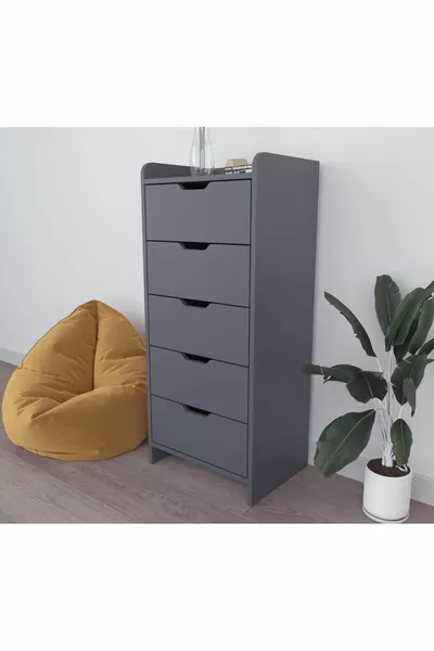 LODOS 5 ÇEKMECELİ ANTRASİT ŞİFONYER