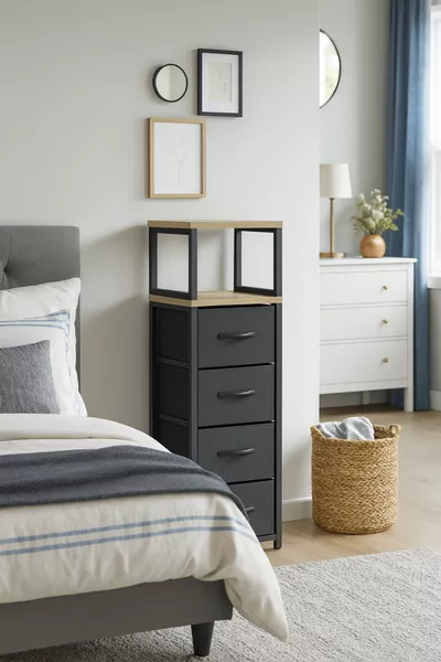 2 Raflı 4 Çekmeceli Şifonyer Deri Çekmeceli Şifonyer Yatak Odası Organizer Çok Amaçlı Düzenleyici