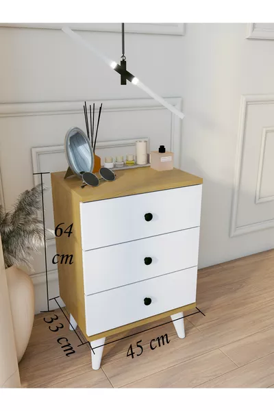 Komodin Glanzend Wit Marbella 3-laden Modern Nachtkastje Slaapkamer