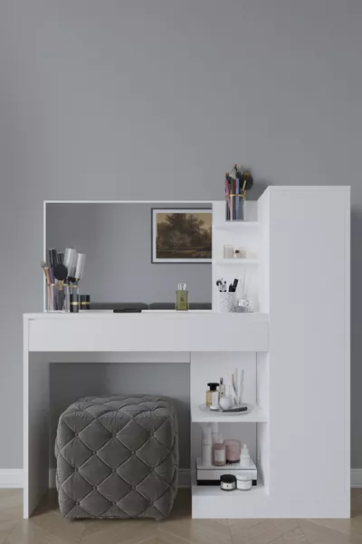 Coiffeuse Orchidée, 1 tiroir, avec armoire et miroir