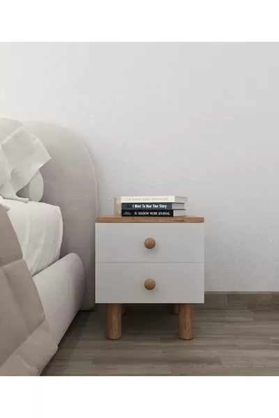 Sun 2 Çekmeceli Komodin - Atlantik Çam - Beyaz