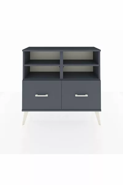 Arges Kommode 4 Regale 2 Schubladen Anthrazit-Anthrazit