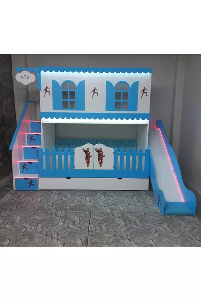 LUX ALAÇATI BUNK BED WITH SLIDE AND SMALL BED