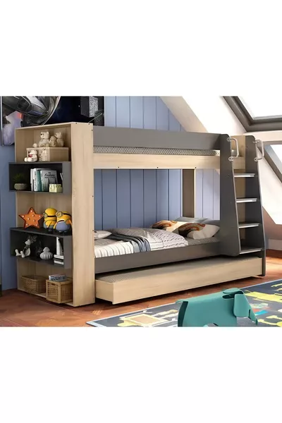 Bunk bed, two-tier, luxury product for 3 people with a baby, high quality