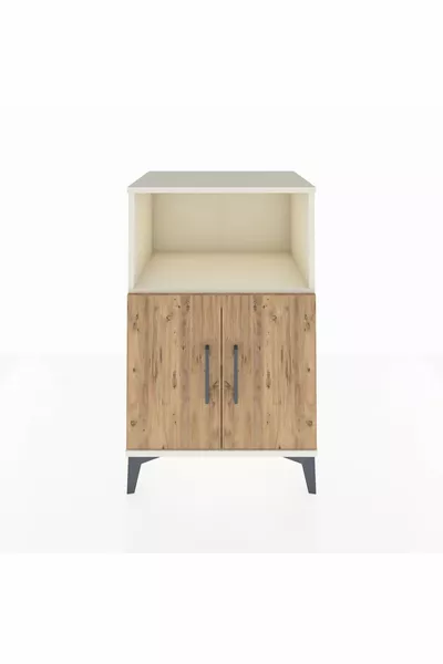 Hyperion Nightstand with 2 Shelves and 2 Doors Moonstone-Pine
