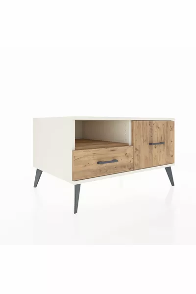 خزانة كرونوس بدرجين ورف واحد بلون حجر القمر والصنوبر