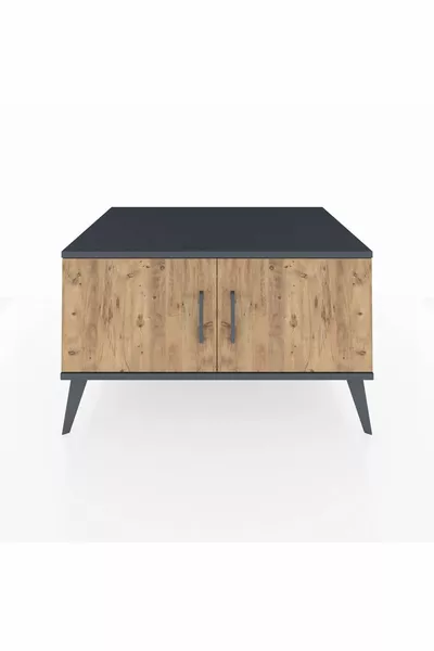 Kronos Dresser 2 Shelves 2 Doors Anthracite-Pine/Travertine