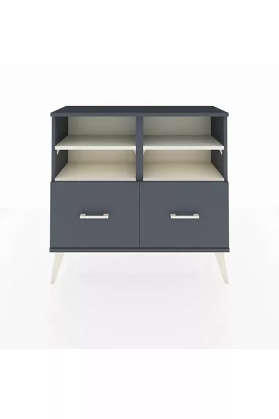 خزانة أرجيس مع 4 رفوف ودرجين، لون أنثراسيت/حجر العقيق