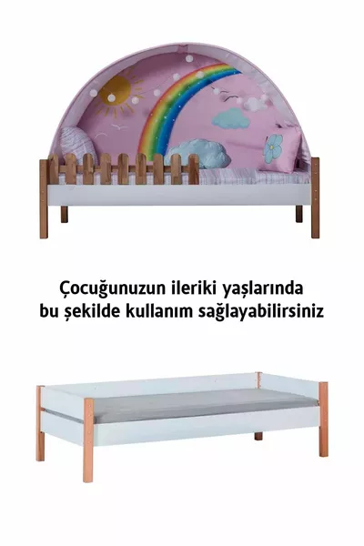 My House Montessori Wooden Bunk Bed with Slide Playhouse