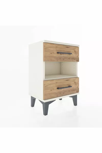 Arge Comodino con Una Mensola e 2 Cassetti Agata-Pino