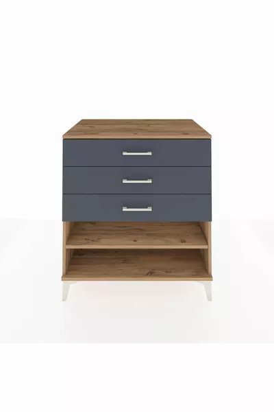 خزانة كرونوس بأرفف واحدة وثلاثة أدراج، خشب الصنوبر-أنثراسيت