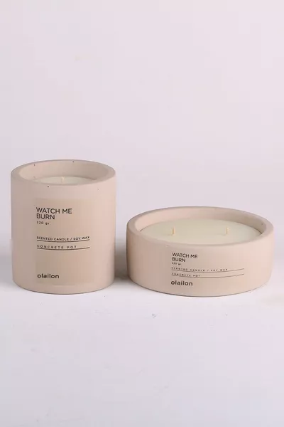 Candela Profumata all'Ambra, Set di Due Candele Decorative in Cemento