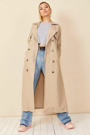 Double-breasted Neck Trench Coat