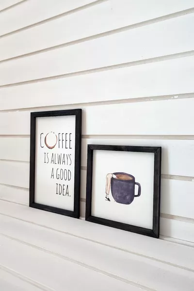 Kahve Köşesi Coffee Is Always A Good Idea Ingelijst Set, 2 Stuks