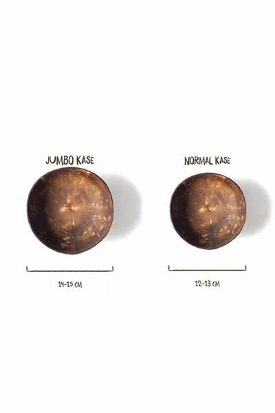 طقم وعائين جوز الهند جامبو 2 قطعة، وعاء جوز الهند، مصنوع يدويًا، جامبو