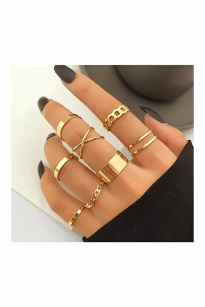 Monalisto Women's Gold -Piece Ring Set