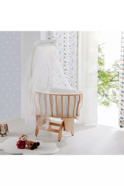 سرير أرجوحة طبيعي بسلة - مجموعة نوم باللون الكريمي