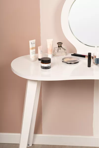 طاولة مكياج إيفا مع مرآة كومودينو أبيض