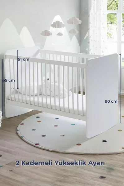 × cm Rocking / Fixed Adjustable Baby Crib – Playpen & Baby Mattress
