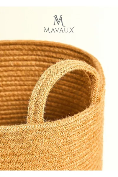 Многофункционална, голяма кошница   см, с дръжки отстрани, юта, сламена, плетена кошница, органайзер