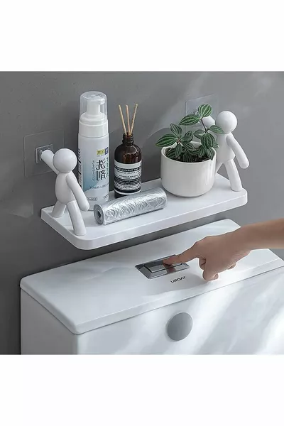 Mensola da Bagno in Stile Craft Autoadesiva Organizer per Spezie 1 Ripiano con Omino