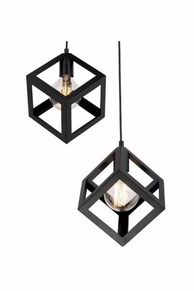 Rustik-Retro-Modell Geometrischer Hängelampe Metallwürfel Kronleuchter