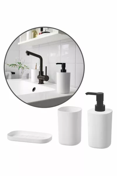 Storavan 3-Piece Bathroom Toilet Soap Dish and Brush Set