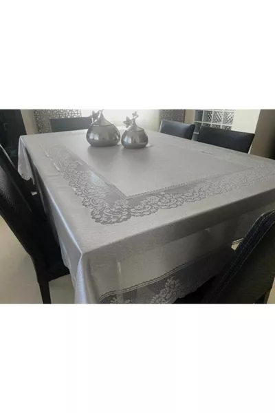 Lace Carefree Tablecloth  Tulle Tablecloth Elegant Design Gray Color cm