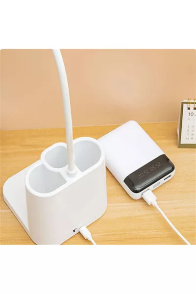 Белая настольная лампа для чтения с  светодиодами и регулируемой яркостью, стильная и удобная рабочая лампа