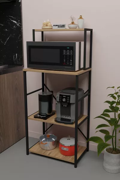 Mensola da Cucina Multiuso per Banco, Supporto per Forno a Microonde, Piano da Cucina in Pino Atlantico