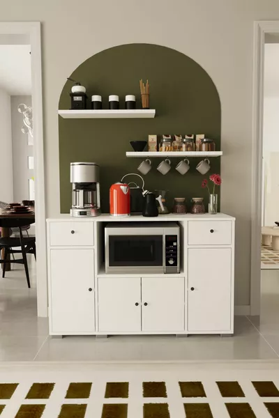 Koffiehoek Meervoudig Doel Kast Magnetron Onder Keukenkast Onderkast Wit