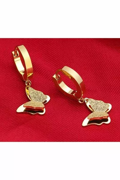 Серьги Vizyonova женские золотые стальные с бабочкой