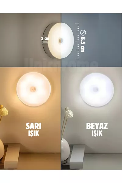 Светодиодная лампа с датчиком движения, USB-перезаряжаемая, двухцветная, ночник для шкафа