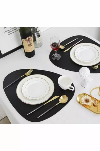 Комплект за 6 души,  части, асиметрични черни американски подложки за маса