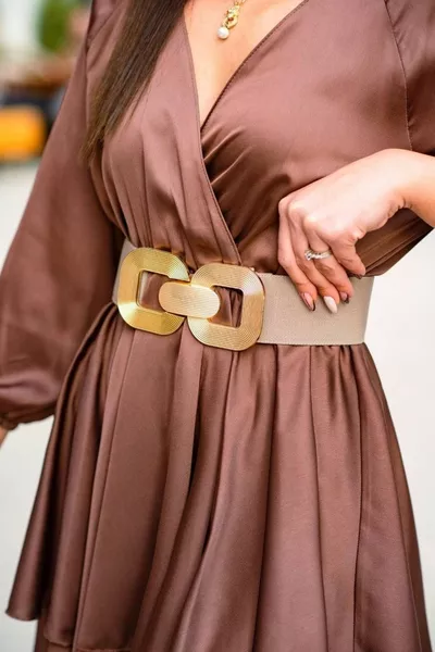 Damen-Gürtel aus elastischem Material mit Goldschnalle, Jacken-Gürtel, Hemd-Gürtel, Kleid-Gürtel